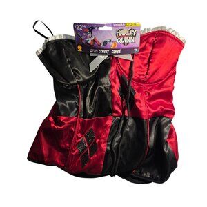 Harley Quinn Womens Corset Costume Large 12-14 DC Comics Red Black